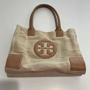 Tory Burch canvas and leather tote